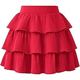 KEREDA Girls Skirt Kids Casual 3-Layer Ruffle Skort School Uniform Skirts for Girls