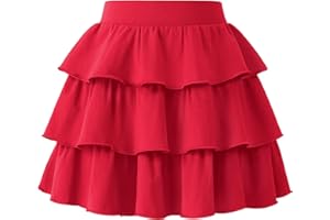KEREDA Girls Skirt Kids Casual 3-Layer Ruffle Skort School Uniform Skirts for Girls