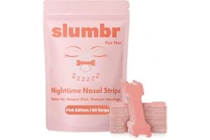 Slumbr Nasal Strips (60 Count) – Slim Fit Design for Smaller Noses – Extra-Strength Grid Adhesive – Nighttime Comfort, Clear Breathing & Consistent Sleep Routines (for Her – Pink)