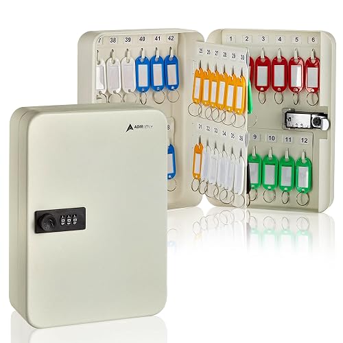 AdirOffice Key Lock Box – 48 Key Hooks Wall Mounted Key Cabinet Lock ...