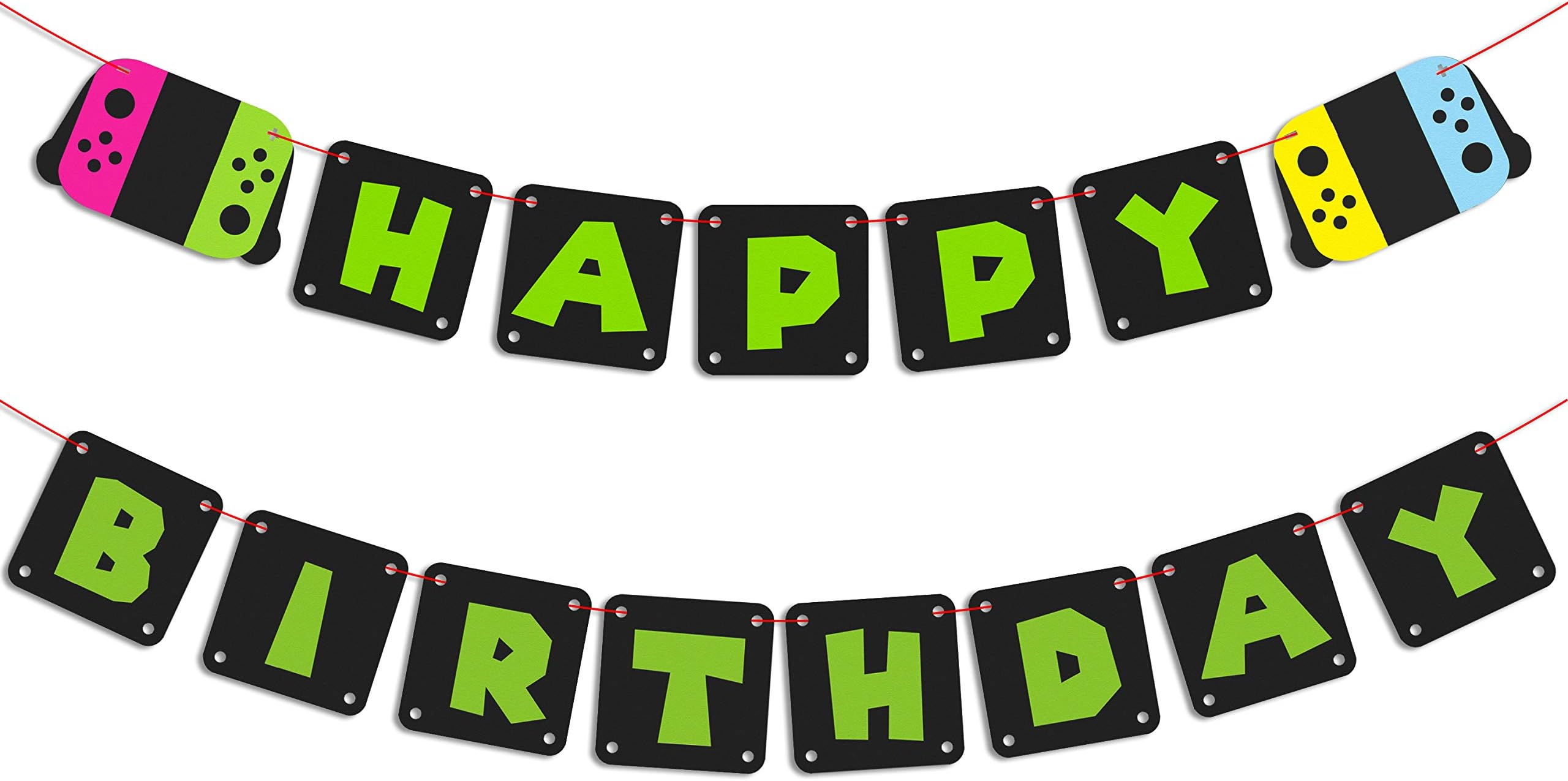 MALLMALL6 Gaming Birthday Banner Video Game Happy Birthday Party Supplies for Boy, Gamers Birthday Party Favors