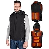dark rescue Heated Vest for Men, 17 Heat Zones Lightweight Warming Mens Heated Vest, with Detachable Hood Suitable for Winter