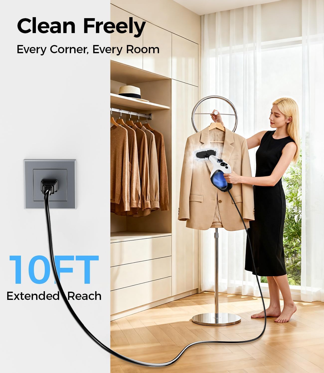 Handheld Steam Cleaner for Home 3s Instant Heat-Up No Need to Wait, Upgrade 2 LB Light Weight Easy Refill Portable Steamer Cleaner for Furniture Couch Grout Walls Kitchenware Cleaning