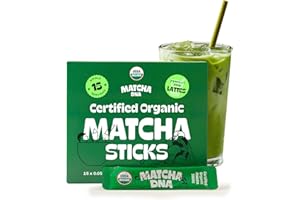 MATCHA DNA MatchaDNA Organic Matcha Powder Sticks x15 Pack (1.5g Each) – Instant Organic Matcha – Macha Green Tea Blend Unsweetened – Macha Powder Tea for Lattes, Drinks, Smoothies, Recipes, Healthy Beverage