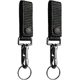 JSHYGOUP 2-Pack Heavy Duty Belt Keeper Clip Key Holder with Metal Key Fob, Nylon MOLLE Strap, Key Ring