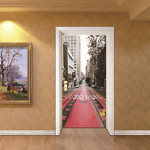 Turaufkleber Ideen Fur Die Stadtbahn 3d Wandbilder Pvc Selbstklebende Wandaufkleber Tur Aufkleber Tapete Hd Aufkleber Wohnzimmer Home Decor Poster 95 X 215cm Amazon De Baumarkt