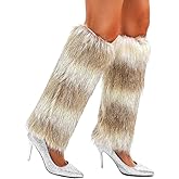 delaodola Faux Fur Leg Warmers Warm Winter Furry Long Boot Covers Party Costume for Women