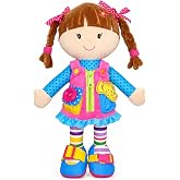 June Garden 15" Belle Montessori Learn-to-Dress Plush Doll | 7 hands-on fasteners build fine motor skills and dressing confidence; portable Montessori play for ages 18 months+