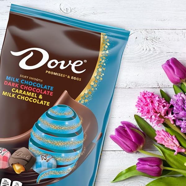 DOVE PROMISES MIXED STAND-UP POUCH, EASTER CANDY INDIVIDUALLY WRAPPED, CHOCOLATE EASTER BASKET STUFFERS, MILK, DARK, AND CARAMEL & MILK CHOCOLATE PACK, 22.6-OUNCE BAG