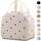 Baglemon Lunch Bag for Women Men Cute Corduroy Lunch Tote Bags Reusable Insulated Lunch Box Large Capacity Reusable Insulated Cooler for Work/Picnic/Travel