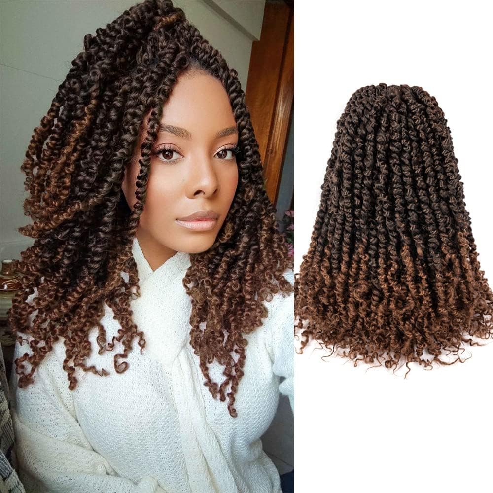 YDDM Short Passion Twist Hair Pretwisted Deep Wave Braiding Braids Crochet Passion Twist Synthetic Crochet Hair Extension(14 Inch, 1B/30#)