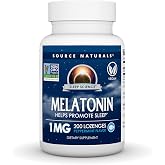 Source Naturals Melatonin, 1 mg - 200 Vegan Lozenges | Helps Promote Sleep | Non GMO Project Verified | Peppermint Flavored*
