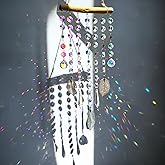 HDCRYSTALGIFTS 13inch Hanging Window Suncatcher Rainbow Maker Glass Crystal Mobile Wind Chimes with AB Prisms & Natural Leaf Drops Autumn Home Wall Art Decoration Gift