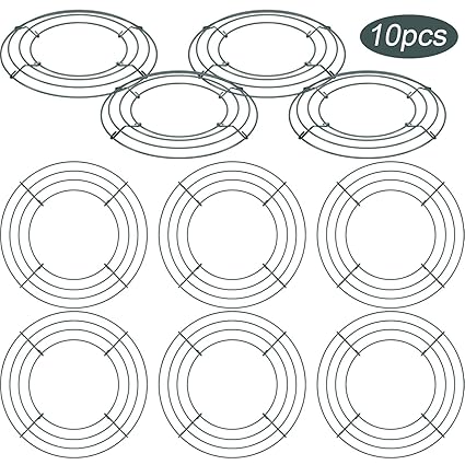 10 Packs Metal Wreath Frame Green Round Wire Wreath Making Ring