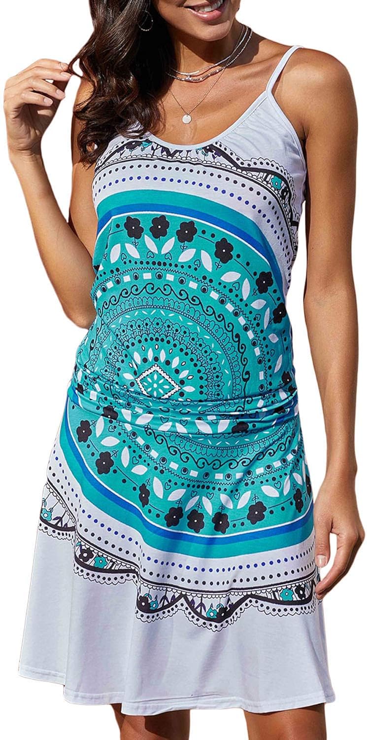 Happy Sailed Women Beachwear Dress Paisley Print Sleeveless
