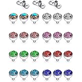 SCERRING 14g Jeweled Clear CZ Dermal Anchor Tops and Base Titanium Microdermals Piercing Body Piercing Jewelry for Women Men 2mm 3mm 4mm
