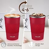 Aolieh Travel Mug 380 ml Insulated Stainless Steel Red with Lid view 3