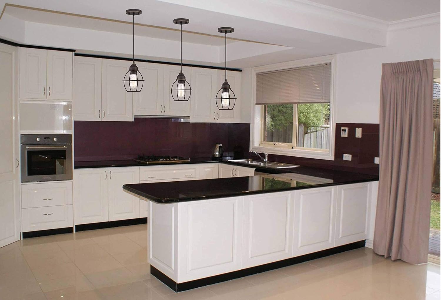 WISBEAM Pendant Lighting Fixture with Oil Rubbed Bronze Finish, Hanging Lights with One Medium Base Max. 60 Watts, ETL Rated, Bulbs not Included, 2-Pack - - 