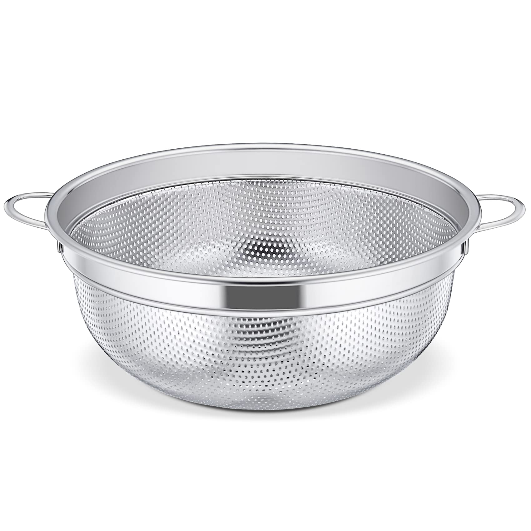 Colander Stainless Steel, Onader Kitchen Colander with Handle, Metal Micro-Perforated Strainer Perfect for Draining Pasta Rice/Rinsing Vegetables Fruits, Healthy & Heavy Duty, Dishwasher Safe, 20cm