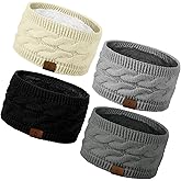 Goocoz 4 Pack Ear Warmer Headband, Knit Earmuffs Winter Headbands for Women, Running Fleece Headband Ear Cover for Cold Weather