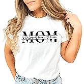 Custom Mom Shirt with Kids Names Personalized Mama Shirt for Women Momma Tshirt for Mom Birthday Gifts for Women