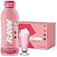 RAW Ready-to-Drink Protein Shake, Strawberry - RTD Protein Drinks with Grass-Fed Whey Protein Isolate for Post-Workout - Zero-Sugar & Gluten-Free Meal Replacement Drink & Breakfast Shake, 12 Fl Oz