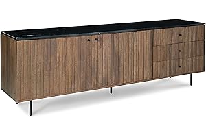 Signature Design by Ashley Barnford Accent Cabinet, 71" W x 16" D x 24" H, Light Brown & Black