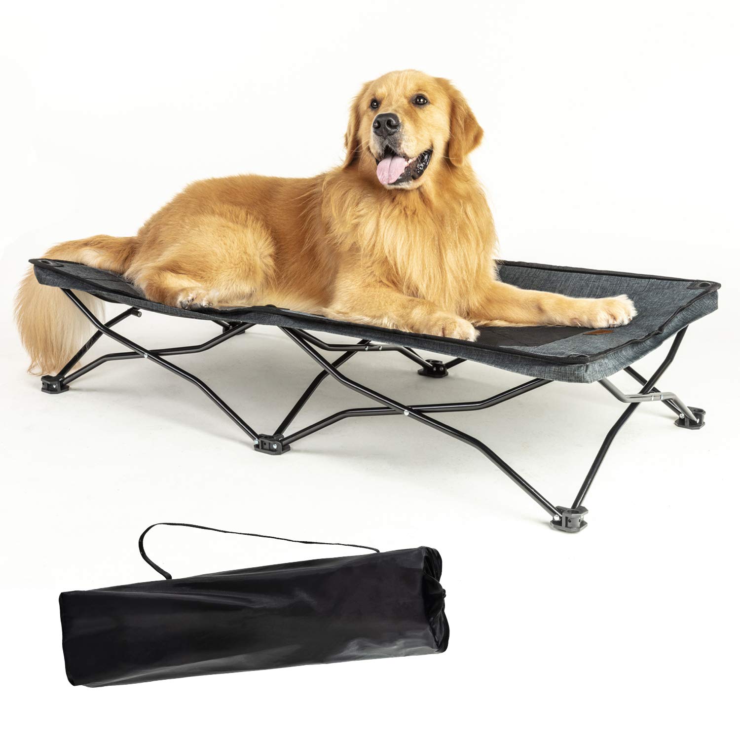 YEP HHO Large Elevated Folding Pet Bed Cot Travel Portable Breathable Cooling Mesh Sleeping Dog Bed 46 Inches Long