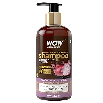 WOW Skin Science Red Onion Black Seed Oil Shampoo with Red Onion Seed Oil Extract, Black Seed Oil & Pro-Vitamin B5 - No Parabens, Sulphates, Silicones, Color & PEG - 500mL
