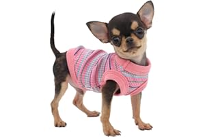 LOPHIPETS 100% Cotton Rib Dog Shirt Vest for Small Dogs Teacup Chihuahua Yorkie Puppy Clothes Tank Tee-Pink/XS