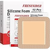 FRESINIDER Large Sacrum Silicone Foam Dressing 6" x 6", 10 Pack – Super Absorbent Silicone Border Dressing for Bed Sores, Sacral Pressure Ulcers & Post-Surgery Care – Waterproof, Breathable & Gentle