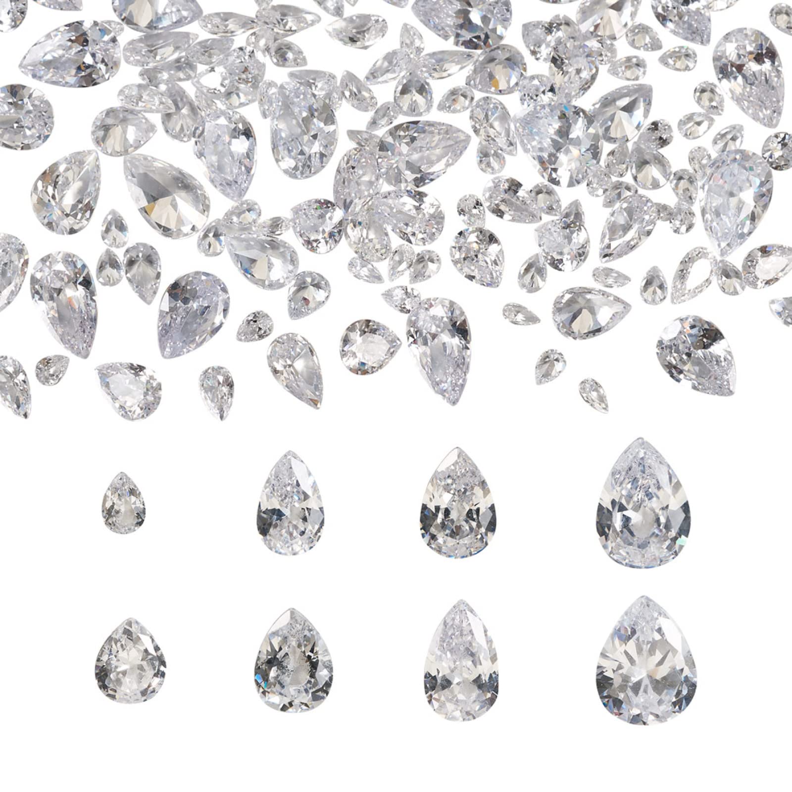 Bestewelry 315pcs Clear Cubic Zirconia Stone Teardrop Shape Faceted Pointed Back Cabochons for Jewellery Making DIY Craft Embellishment