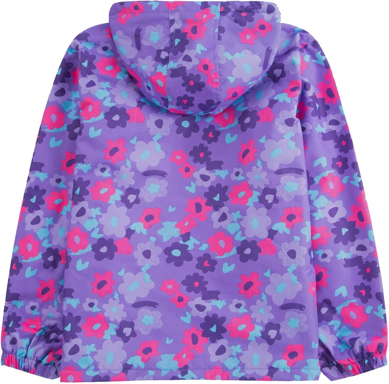 M2C Girls Outdoor Floral Fleece Lined Light Windproof Jacket with Hood: Clothing