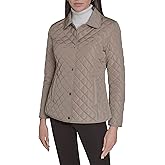 Calvin Klein Women's Diamond Quilted Jacket – Lightweight Snap Button Coat With Pockets
