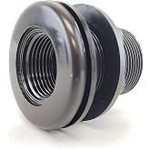 LIFEGARD Aquatics Double Threaded Bulkhead Kit for Fish Aquariums &ndash; High-Impact Resistant PVC &ndash; Includes Bulkhead Fitting, Gasket, Lock Nut &ndash; Jet Black &ndash; 1 Inch