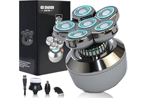 VITREOUSLEAF Head Shavers for Bald Men: Upgraded Detachable Head Shaver，6D Floating Heads，Dry and Wet Electric Shaver，IPX8 Waterproof ，LED Display，Grooming Kit with Type-C Fast Charging