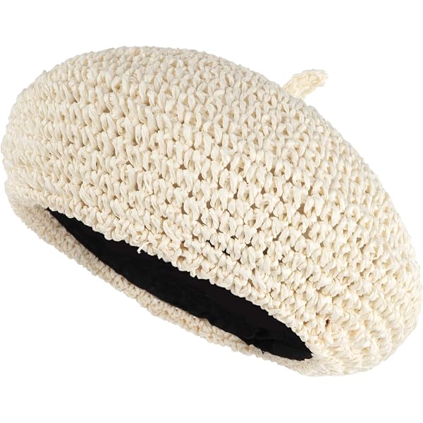 Womens Beret Hat French Style Beanie Hats Hollow-Out Vintage 