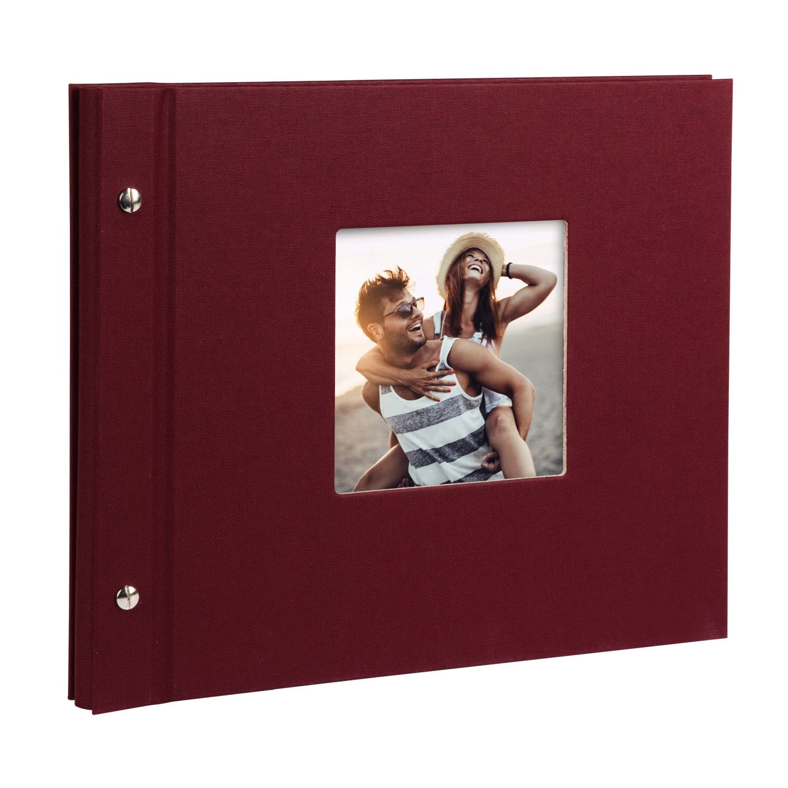 Goldbuch Photo Album Trend, Bella Vista, 30 x 25 cm, 40 Black Pages with Glassine Dividers, Extensible, Linen, Bordeaux, 26972