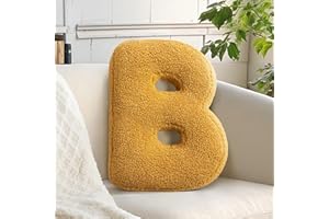 huraty Soft Plush Throw Pillow Novelty Letter Pillow Lambs Wool Accent Pillow for Nursey Kids Playroom Decor (B, 14.9" Lx11.8 W)