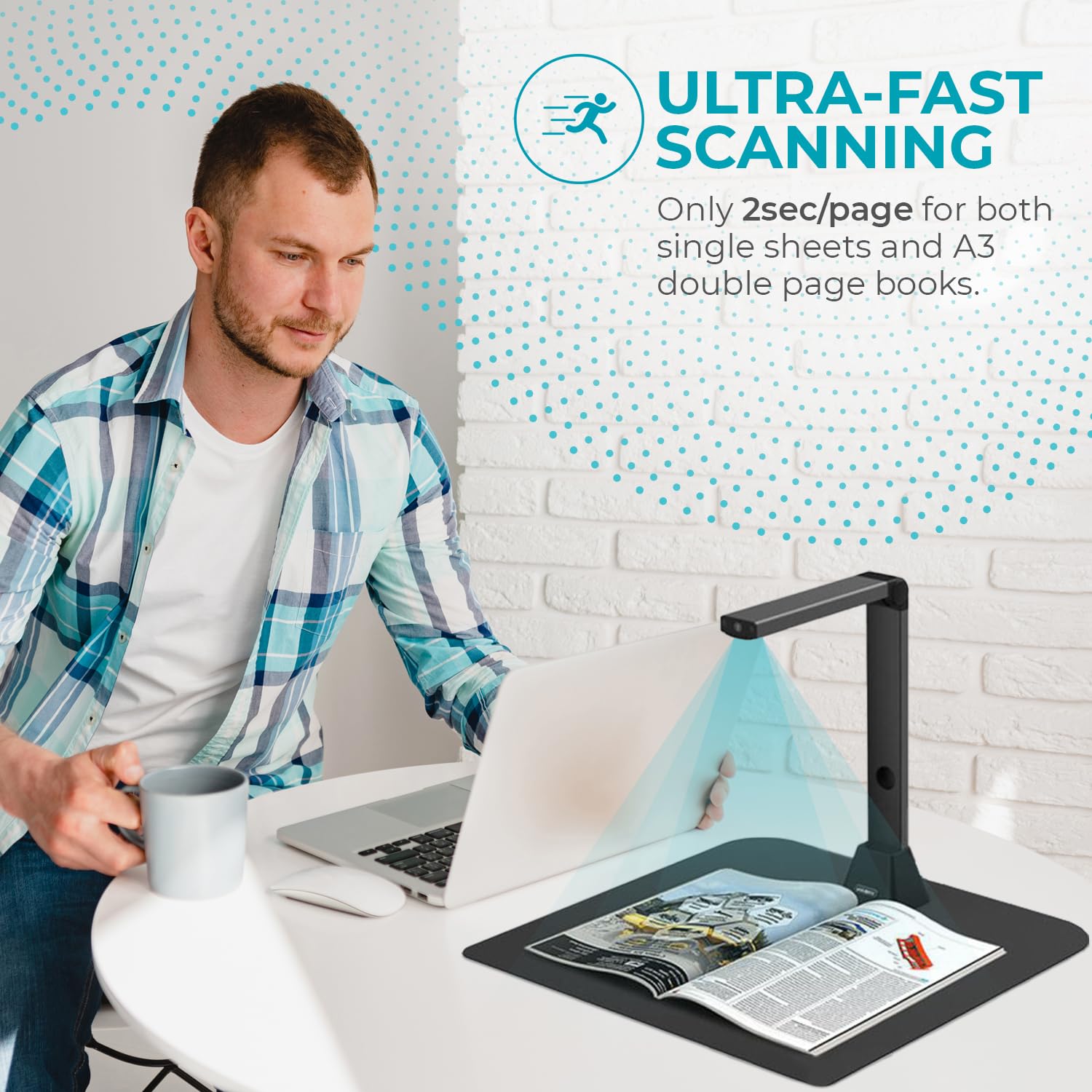 IRIScan Desk Scanner for Laptop & Document a3 Scanner - v5pro: Library Scanner, Free PDF Editor, Portable Scanner, Book Scanner, AI Flattening, AI auto scan, AI Finger Hiding, 12MP, Win Mac