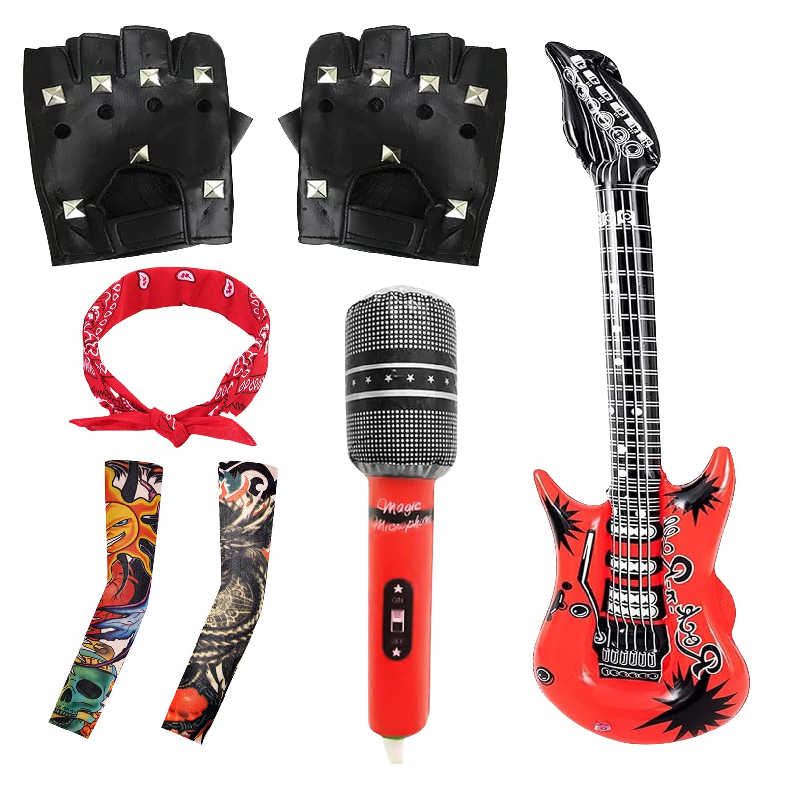 LINXINS 7pcs Rockstar Fancy Dress Kids Rock Star Costume Boys & Girls Accessories