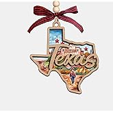 Moonlit93 Texas State Christmas Wooden Ornament - 2-Layer Laser-Cut Wooden Keepsake - Rustic Holiday Decor & Ideal Travel Gift for Women Men Family & Friends - Texas Locals Gift
