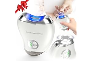 LCMWB Electric Nail Clipper with 3 Speed Levels, Electric Nail Clipper with LED Light and Nail Clip Storage, Type-C Rechargeable Nail Clipper, Electric Nail Trimmer for Babies, Seniors, Adults