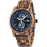 BOBO BIRD Wooden Watch for Men Women Ultra-Light 50g Luminous Hands Chronograph Date Casual Business Gift