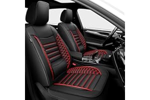 FQFZYMX Seat Covers Fit for Honda HR-V 2016-2025 Waterproof Car Seat Covers Full Set 5 Seats Faux Leather Car Seat Cushion Protector Compatible Airbag (Black+Red)