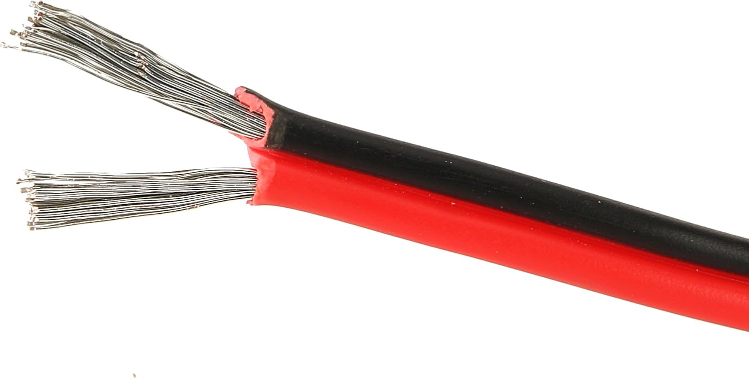 C-able 100FT 18 AWG Gauge Electrical Wire Hookup Red Black Copper Stranded Auto 2 Wire Low Voltage 12v DC Wire for Single Color LED Strip Extension Cable Cord Spool - - 