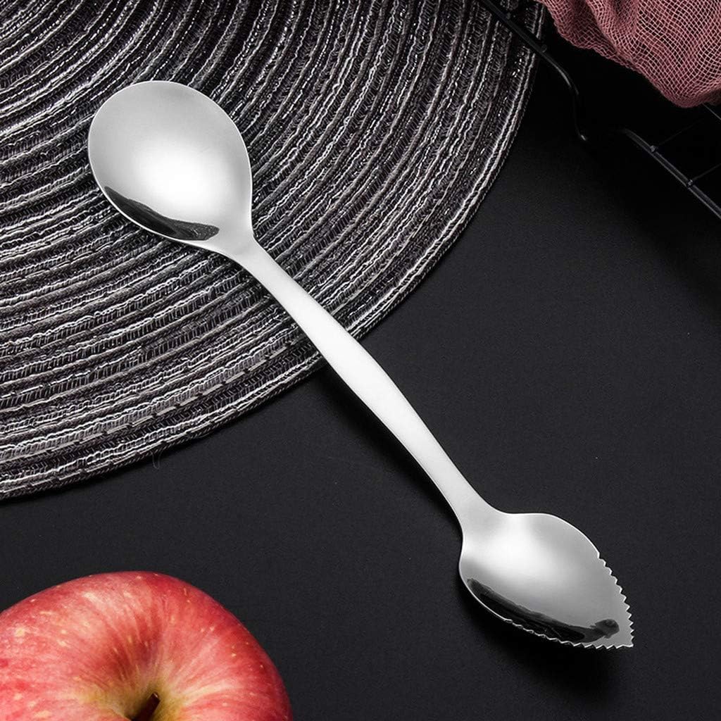 Xisheep Home Decor Items, Puree Spoon 2PCS Stainless Steel Grapefruit Scraper Spoon Serrated Sawtooth Edges Kitchen, Kitchendining Bar, for Home DIY - White
