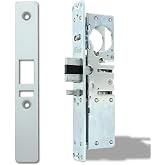 Summit Doorware Mortise Lock Replacement for 4510 Series, Exterior Door | Set with Face Plate &amp; Screws, 1-1/8" Backset, Left Handed, Latch Hold-Back Function, Aluminum Finish for Storefront Doors