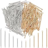 PH PandaHall 240Pcs Bar Links Connector Charms 6 Sizes 2 Colors Earring Connectors, 2-Hole Stick Strip Beads Jewelry Connectors Links for DIY Earring Bracelet Jewelry Making Arts Crafts
