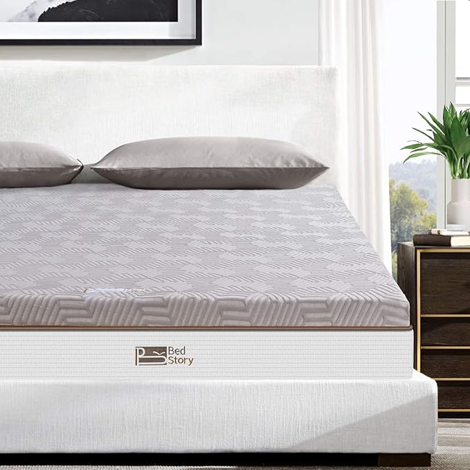 BedStory 3 Inch Memory Foam Mattress Topper, Full Gel Bamboo Charcoal